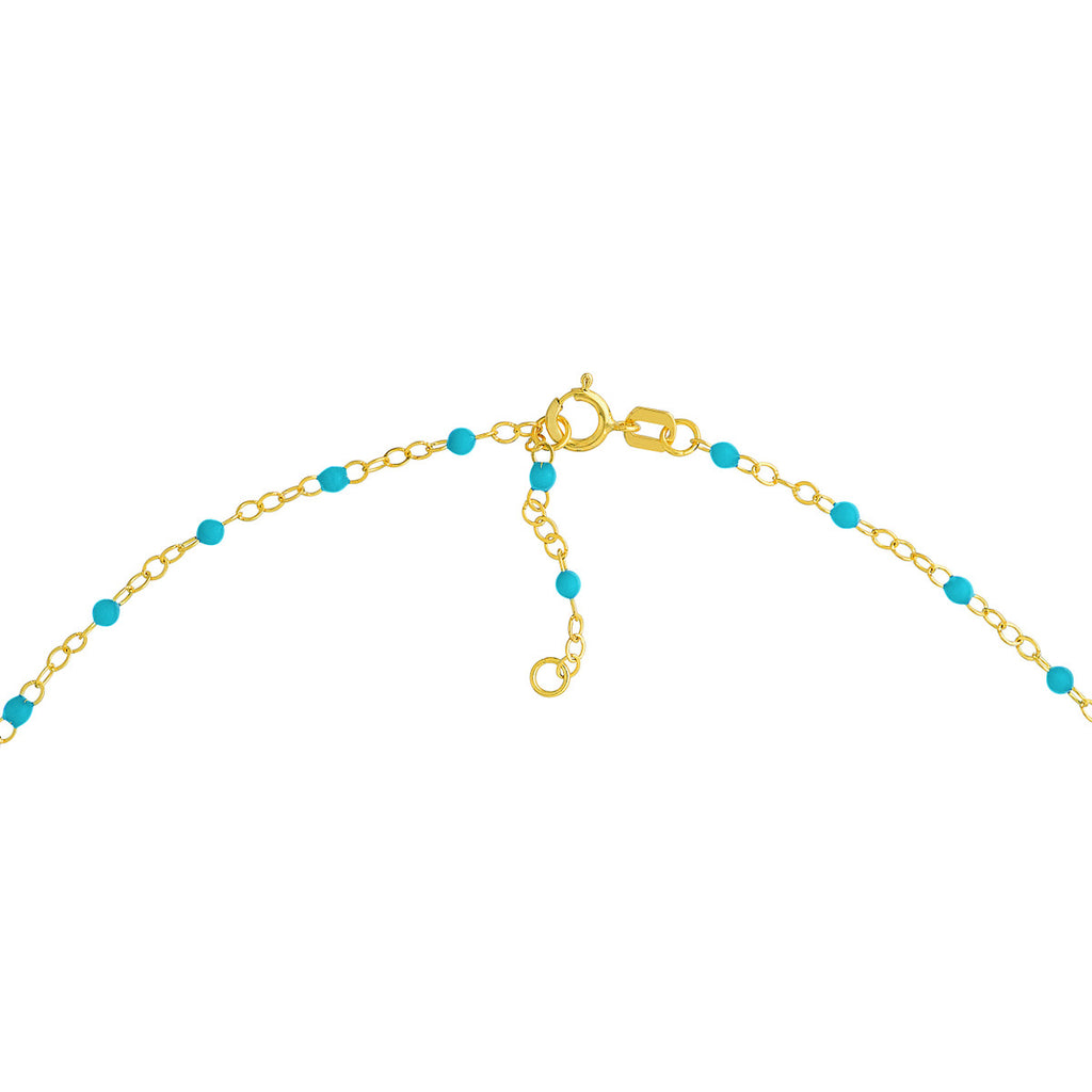 Light Turquoise Enamel Bead Piatto Chain Bracelet