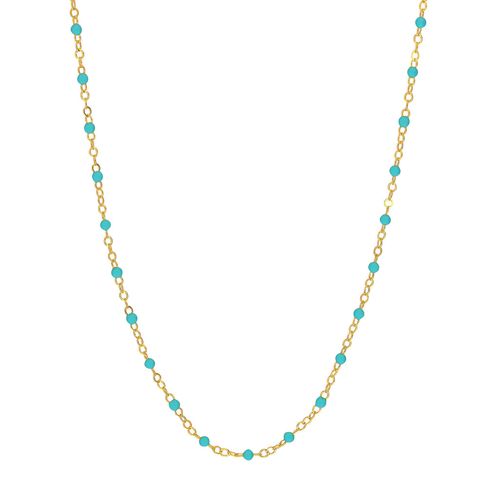 Light Turquoise Enamel Bead Piatto Chain Bracelet