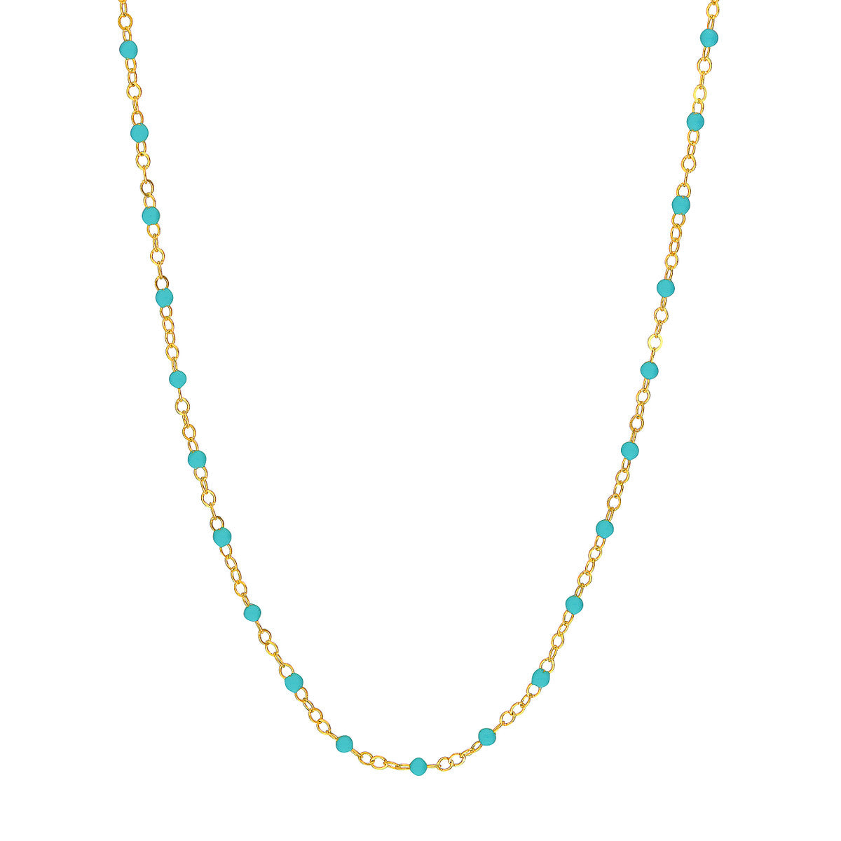Light Turquoise Enamel Bead Piatto Chain Bracelet