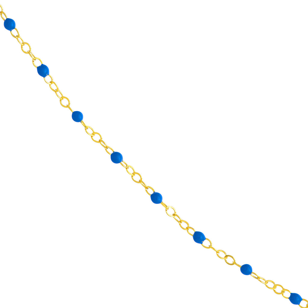 Cobalt Enamel Bead Piatto Chain Bracelet