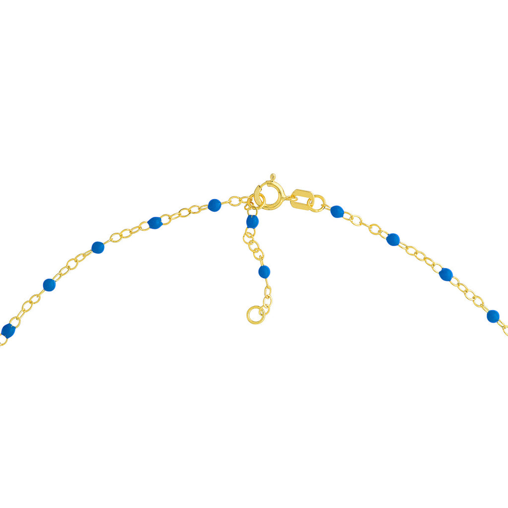 Cobalt Enamel Bead Piatto Chain Bracelet