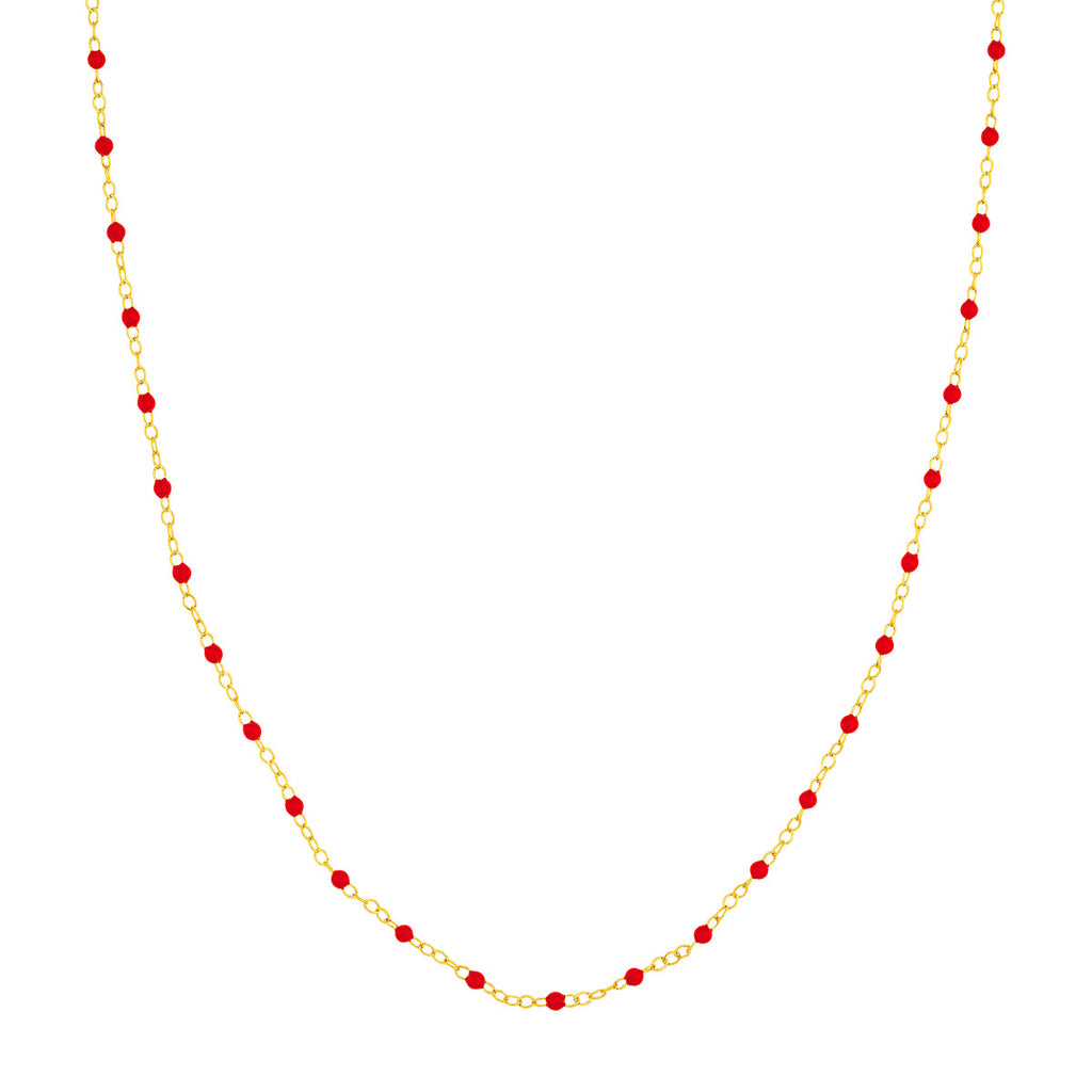 Red Enamel Bead Piatto Chain Bracelet