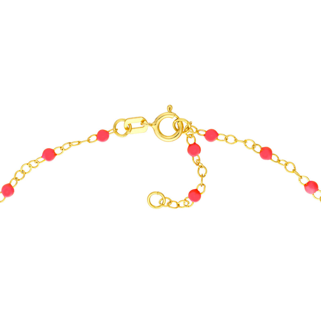 Neon Pink Enamel Bead Piatto Chain Bracelet