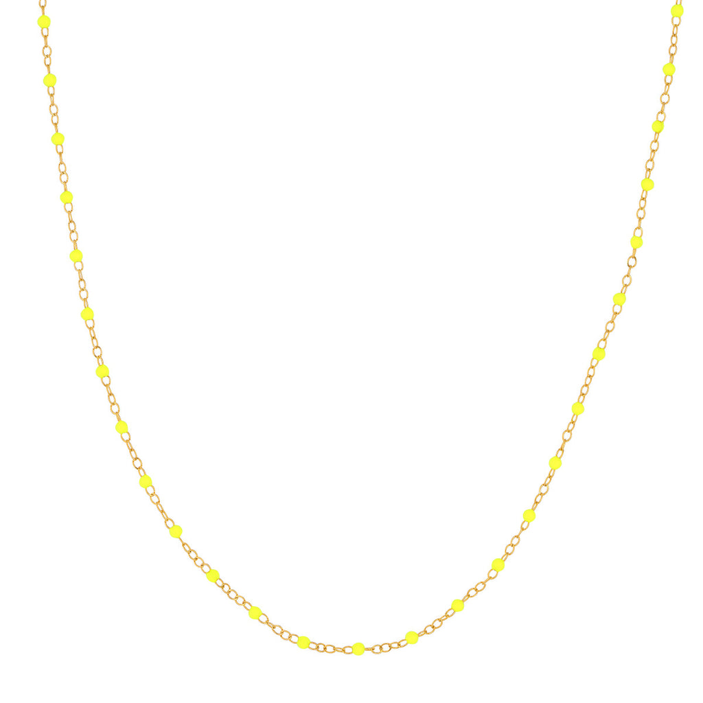 Neon Yellow Enamel Bead Piatto Chain Bracelet