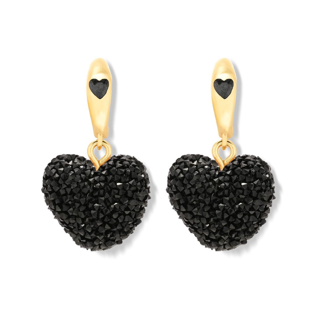 Jelly Heart Mini Hoops - Black