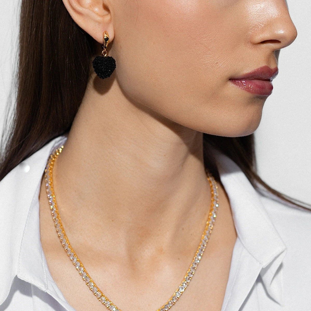 Jelly Heart Mini Hoops - Black