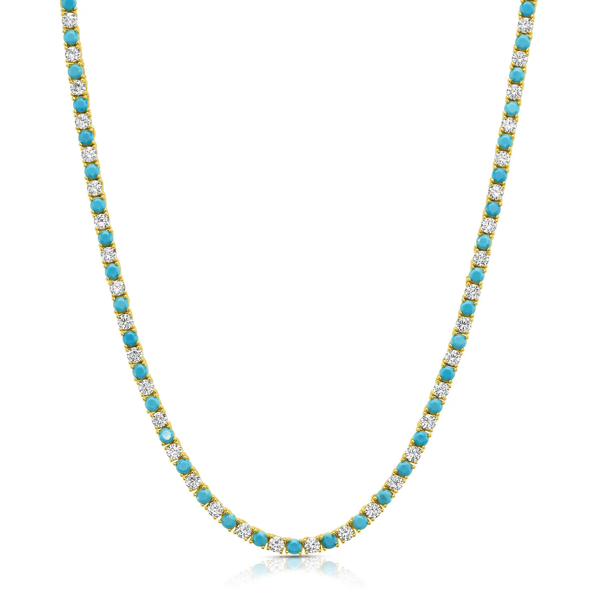 Turquoise and Clear Tennis Necklace cz