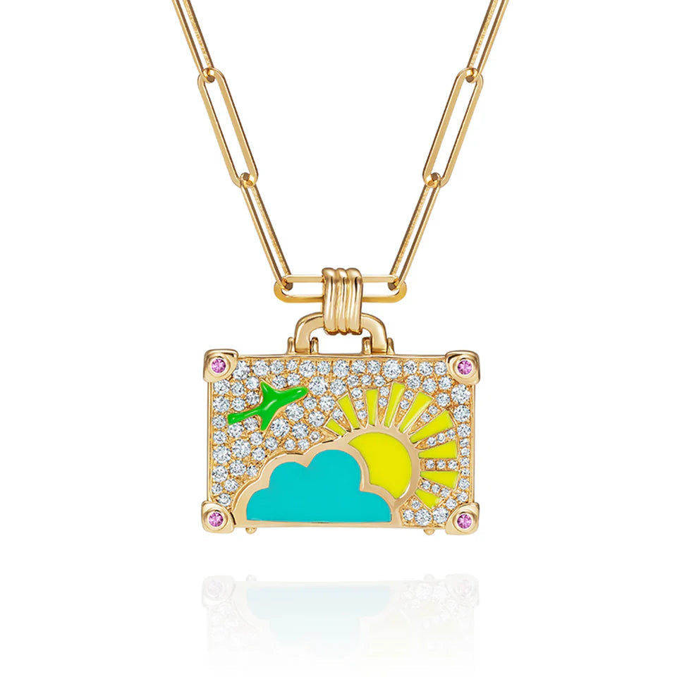 'Diamond Weekend Trip' Suitcase Pendant Necklace