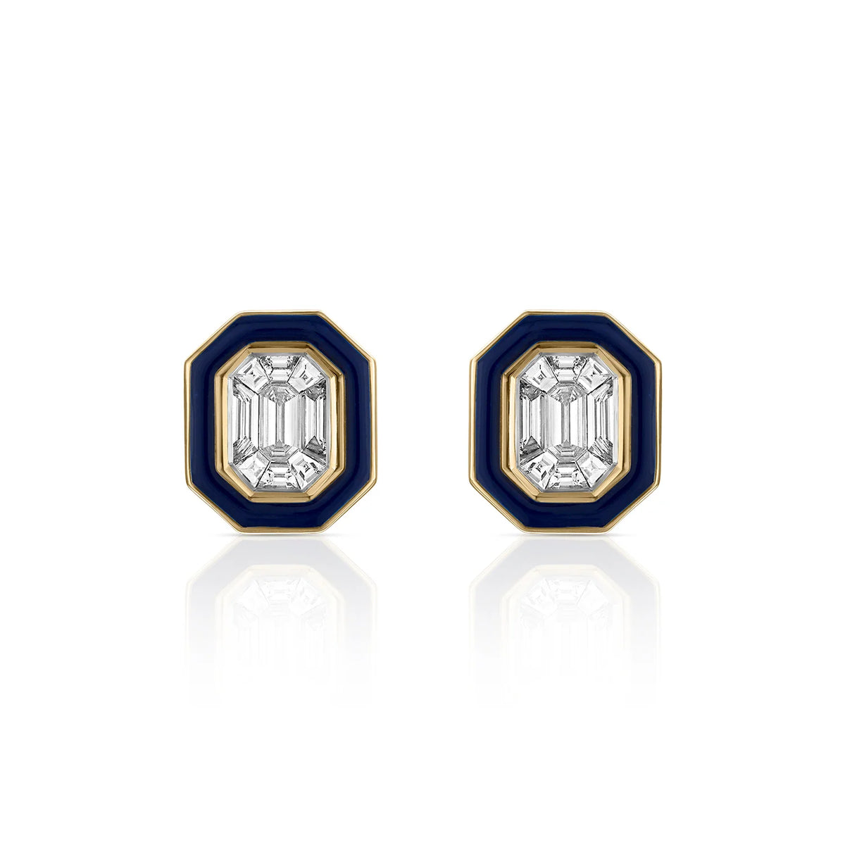 Emerald Cut Diamond Jacket Earrings (Off-white)