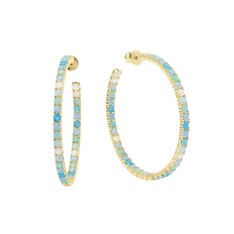 Blue Opal & Gold Heiress Ombre Hoops