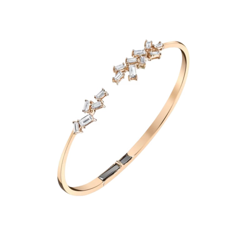 Diamond Baguette Open Hinged Bangle