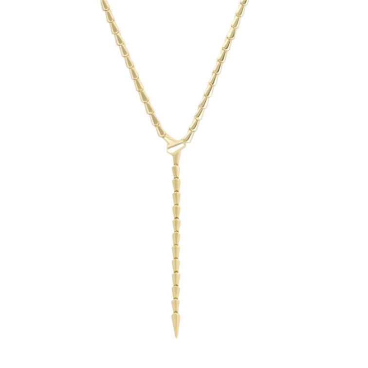 Gold Serpent Lariat Necklace