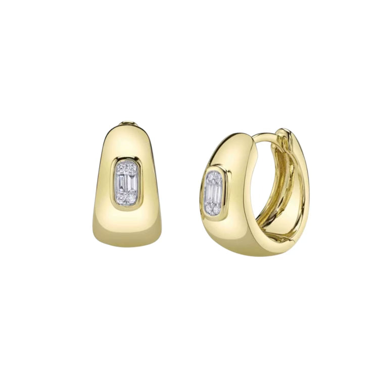 Baguette Diamond Huggie Earrings