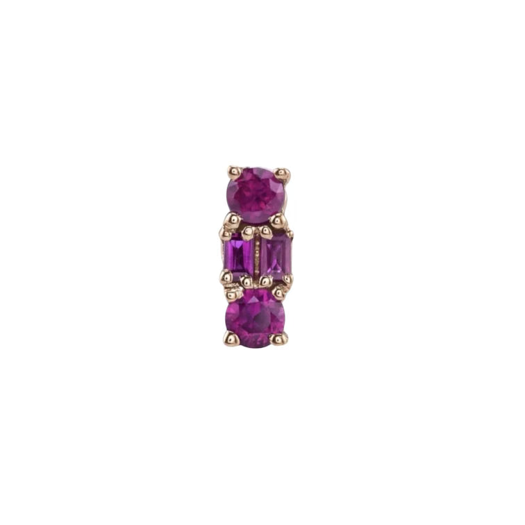 Half-Pair Mixed Cut Ruby Bar Stud Earring