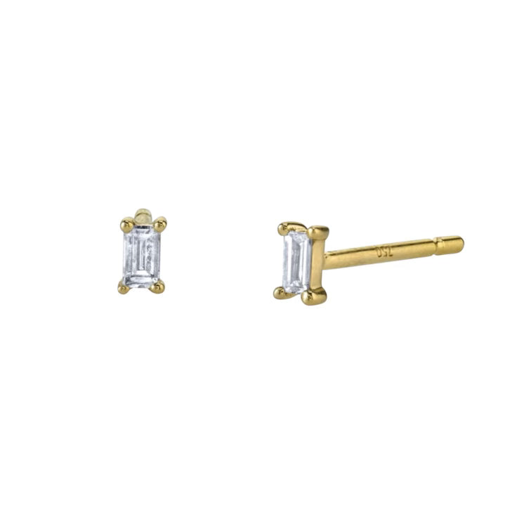 Single Baguette Stud Earrings