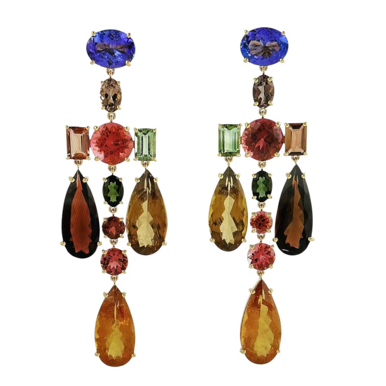 Tanzanite & Tourmaline Chandelier Earrings