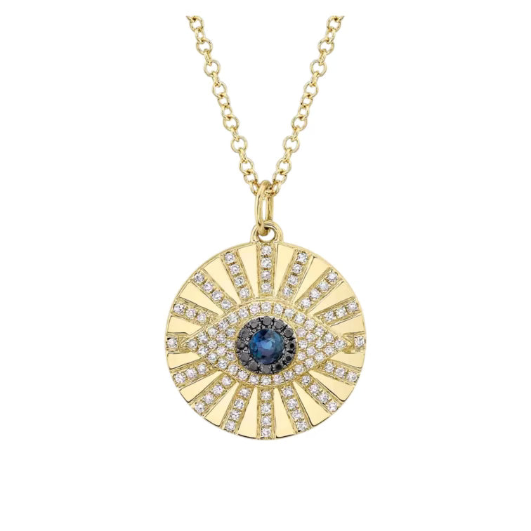 Diamond & Blue Sapphire Eye Necklace