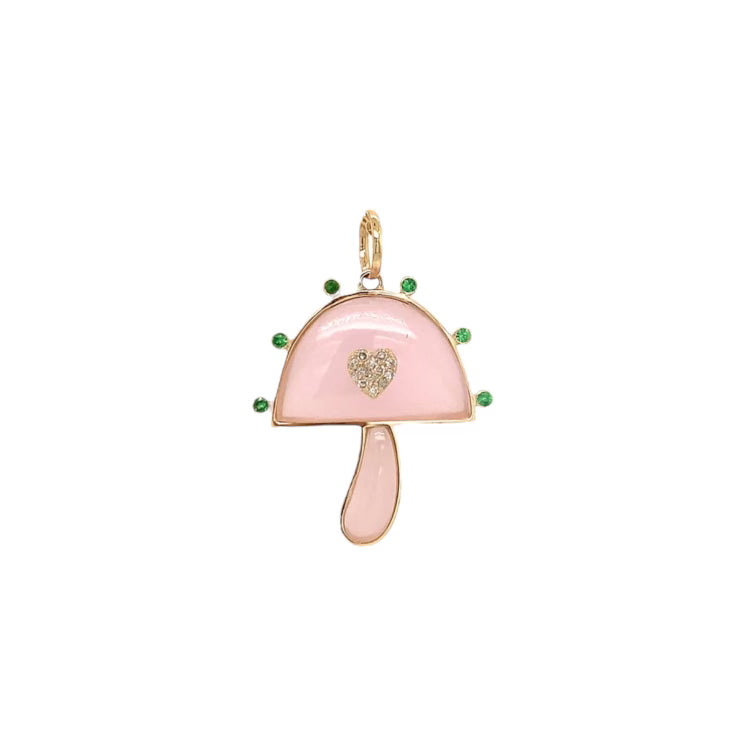 Rose Quartz Mushroom Charm