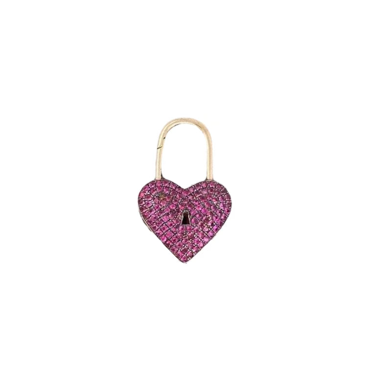 Pink Sapphire and Ruby Heart Padlock