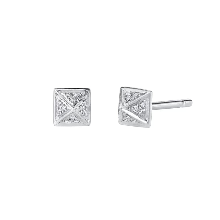 Mini Pave Diamond Pyramid Stud Earrings