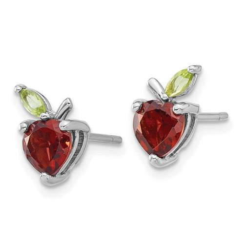 Garnet and Peridot Apple Post Earring
