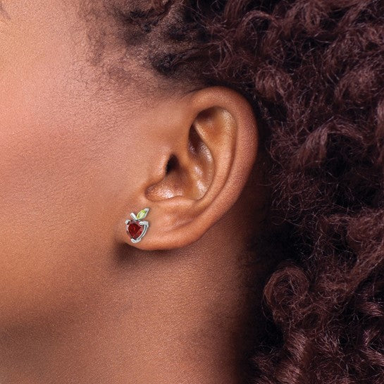 Garnet and Peridot Apple Post Earring