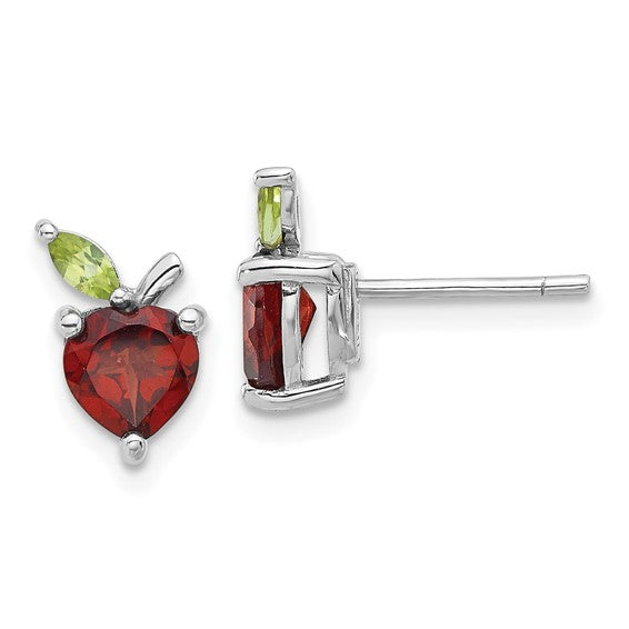 Garnet and Peridot Apple Post Earrings