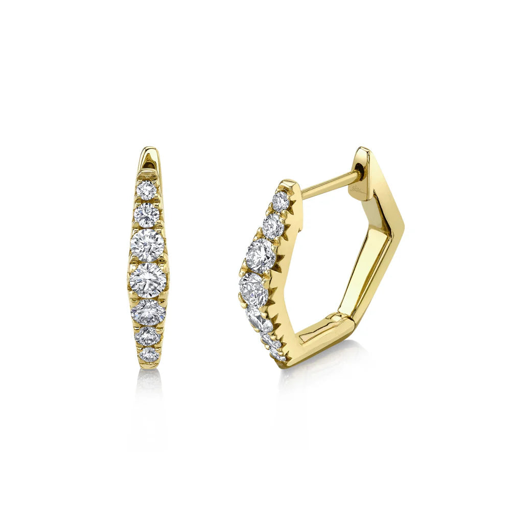 SINGLE Diamond Hexagon Huggie Earring