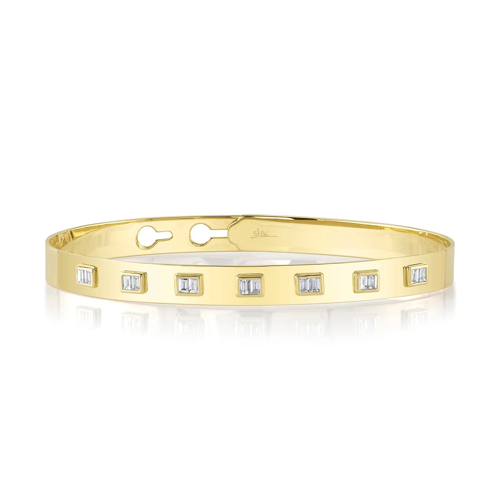 Diamond Baguette Latch Lock Bangle