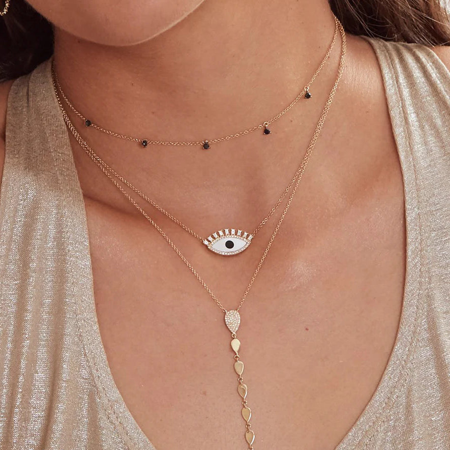 Diamond, Onyx & Mother of Pearl Eye Necklace