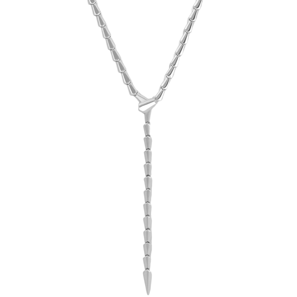 Silver Serpent Lariat Necklace