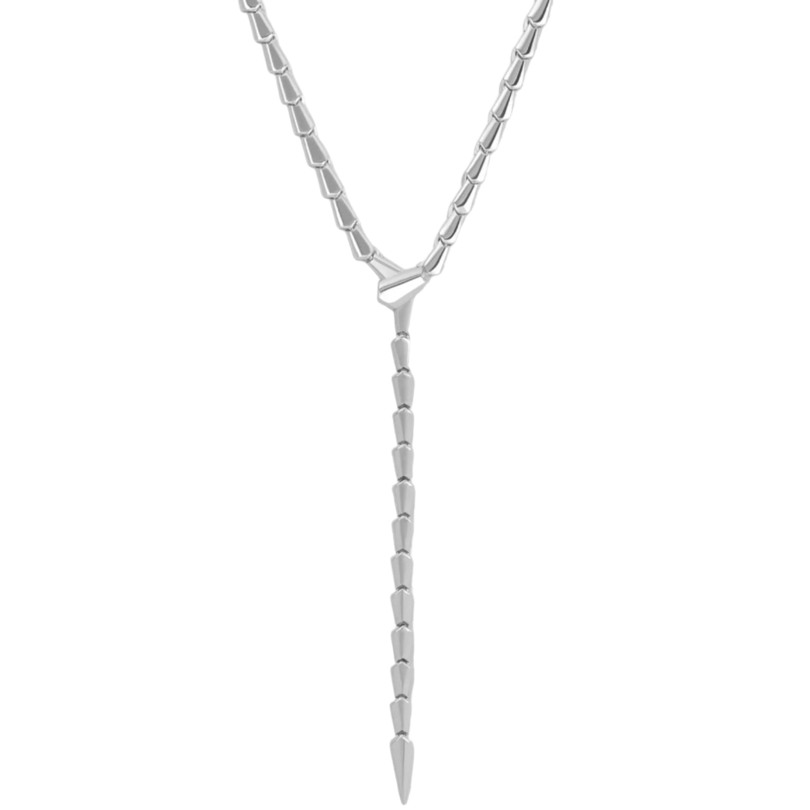 Silver Serpent Lariat Necklace
