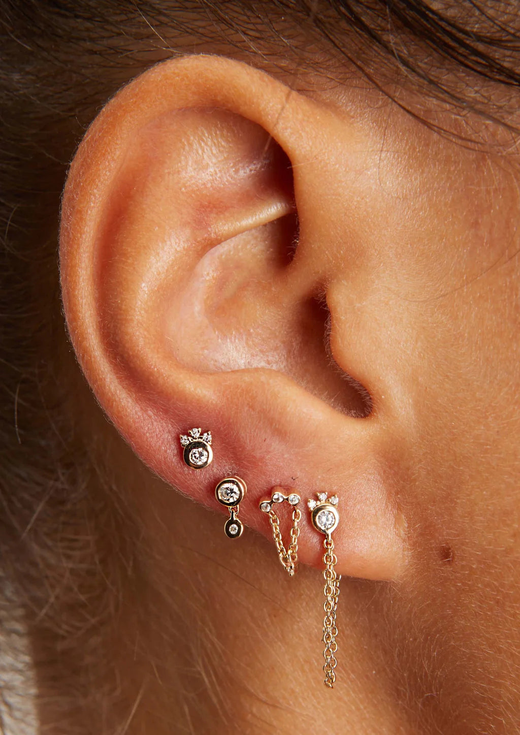 Bezel with Diamond - Piercing Stud