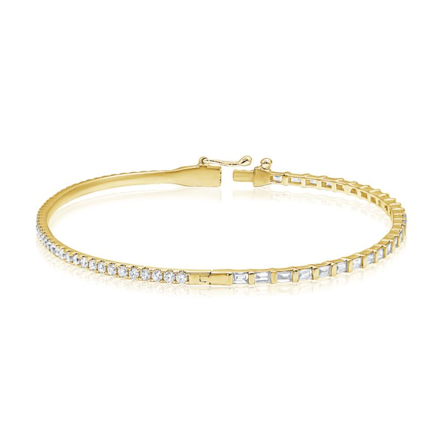 Half Baguette and Diamond Bangle