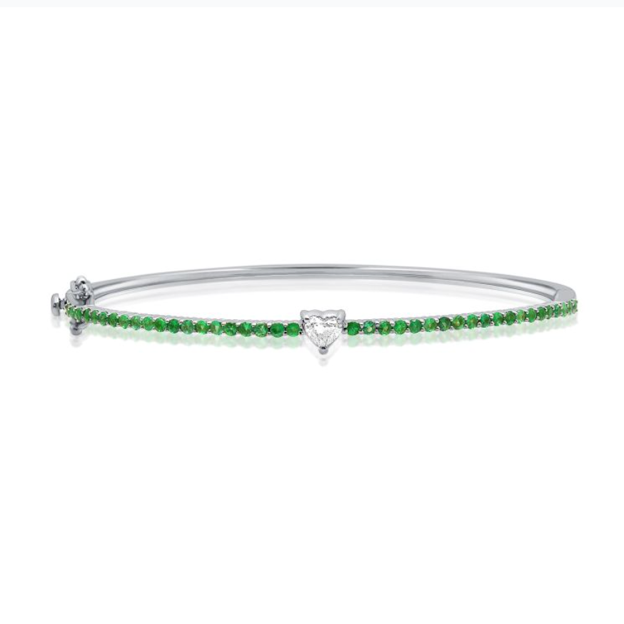 Heart Emerald Bangle