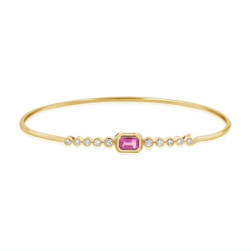 Pink Sapphire Bezel Bangle