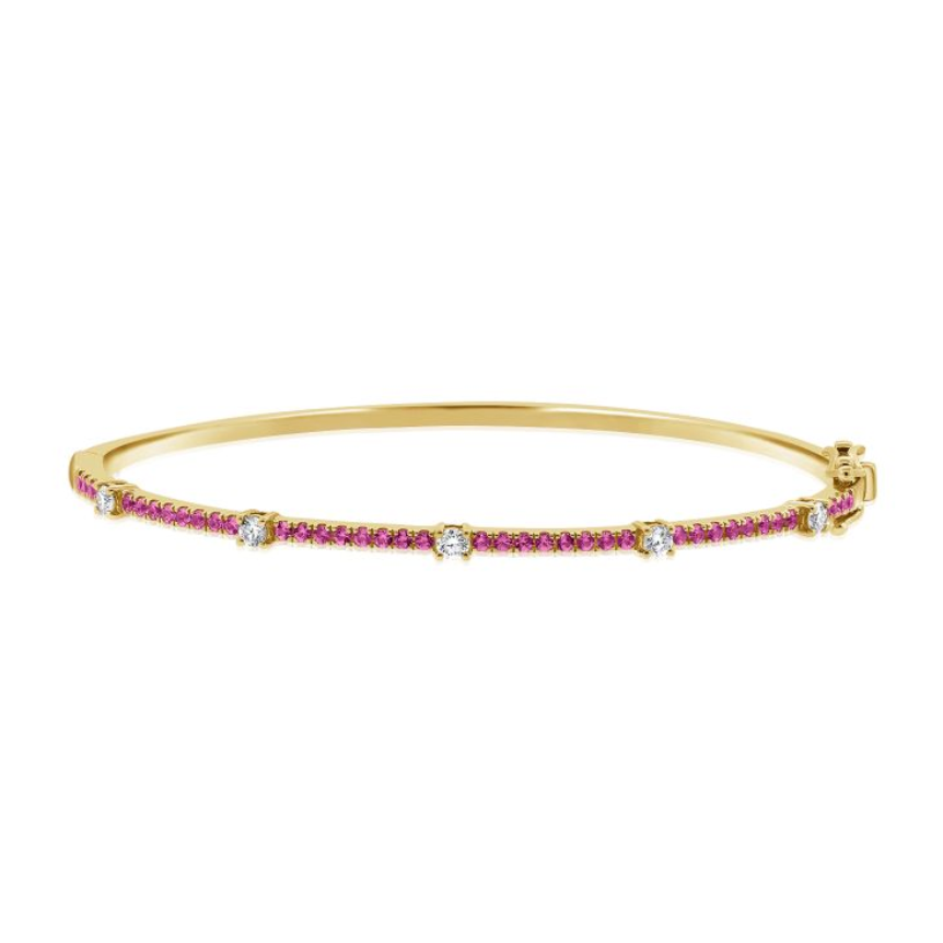 Diamond & Pink Sapphire Bangle
