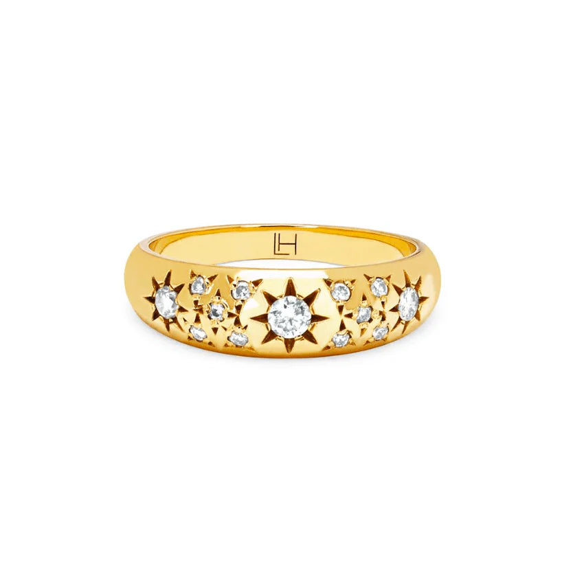 Pave Star Set Rounded Ring