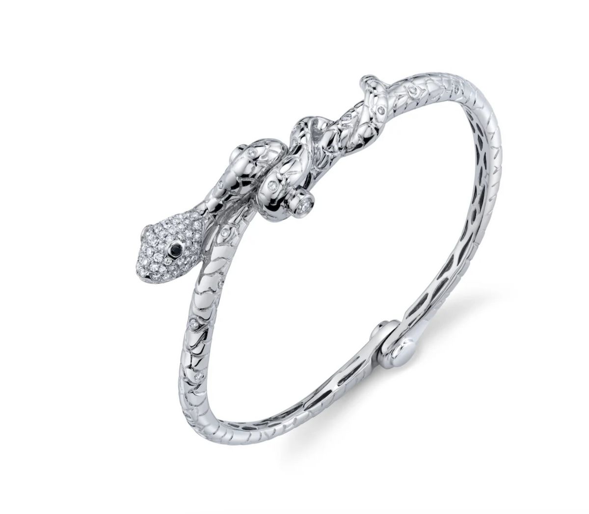 Pave Diamond Skinny Snake Handcuff Bangle