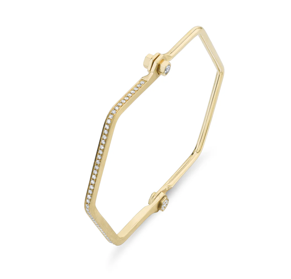 Pave Skinny Hexagon Handcuff - Gold