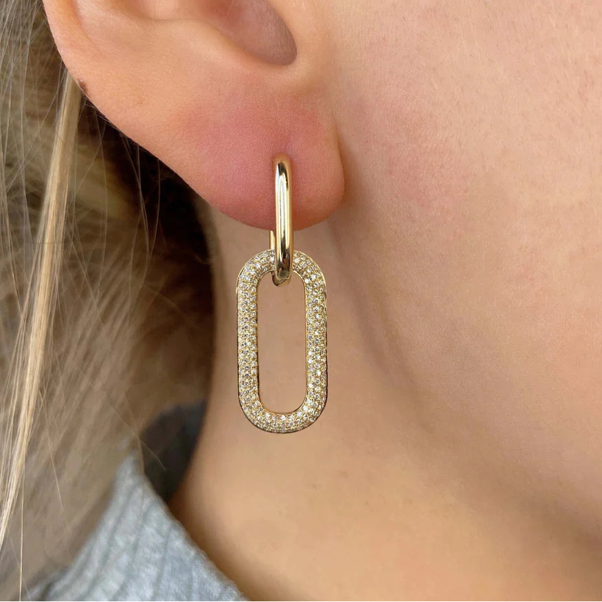 Diamond Pave Link Earrings