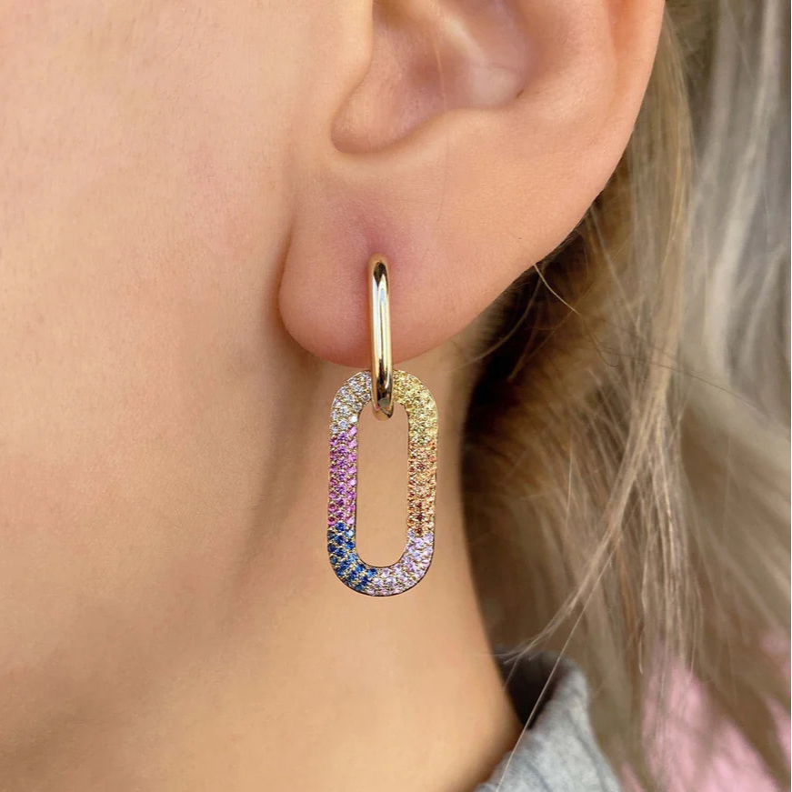 Multicolor Stone Link Earrings