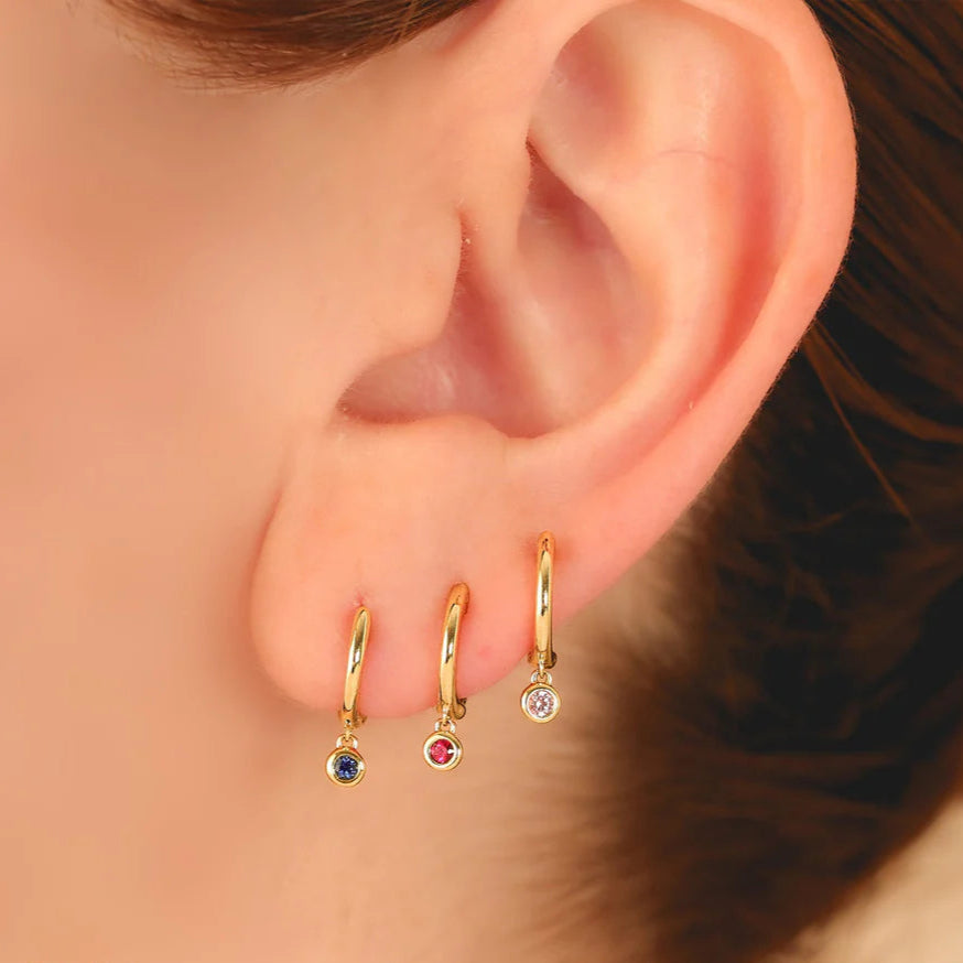 Diamond Bezel Huggie Earrings