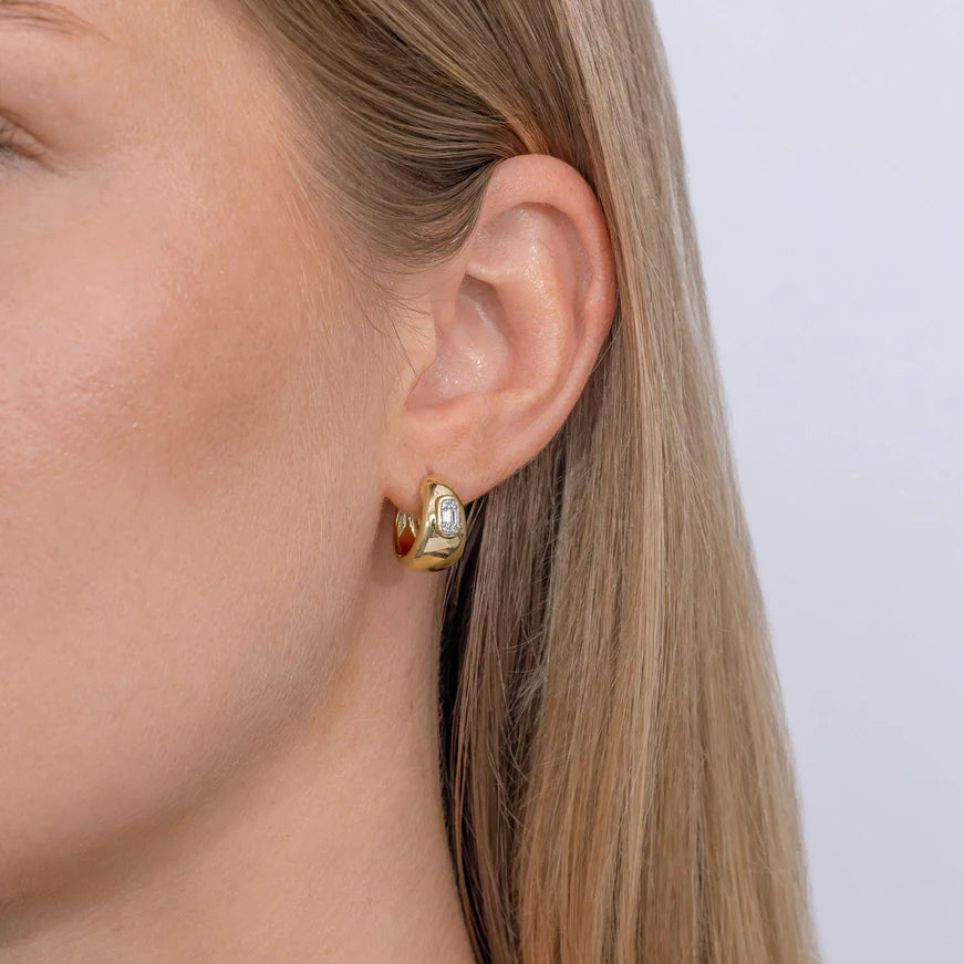 Baguette Diamond Huggie Earrings