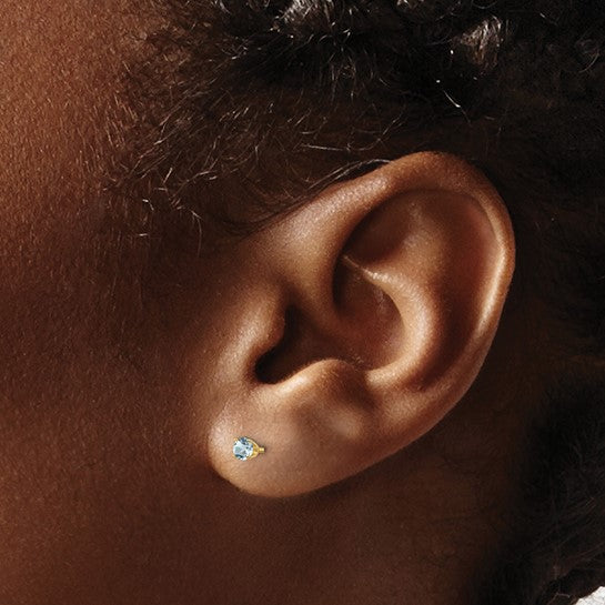 Round March/Aquamarine Post Earring - SINGLE