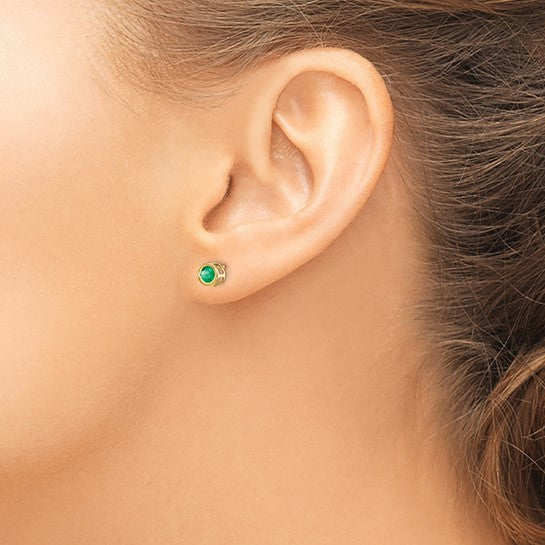 Single Bezel May Emerald Earring