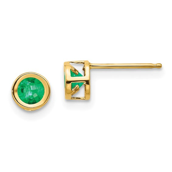 Single Bezel May Emerald Earring