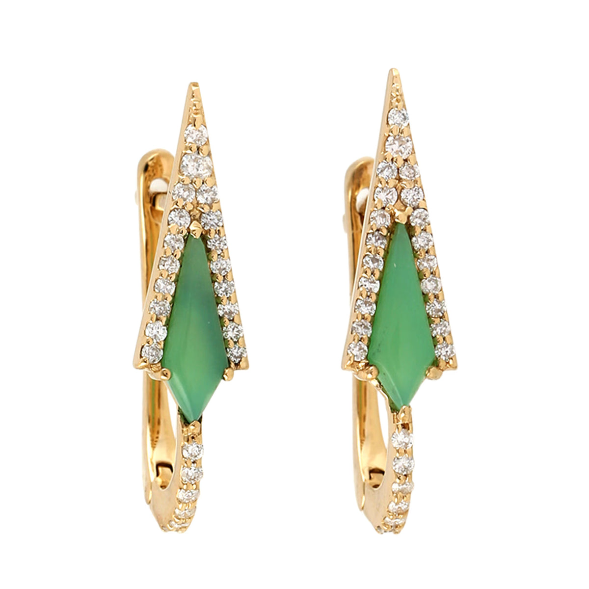 Chrysoprase and Diamond Arrow Earrings