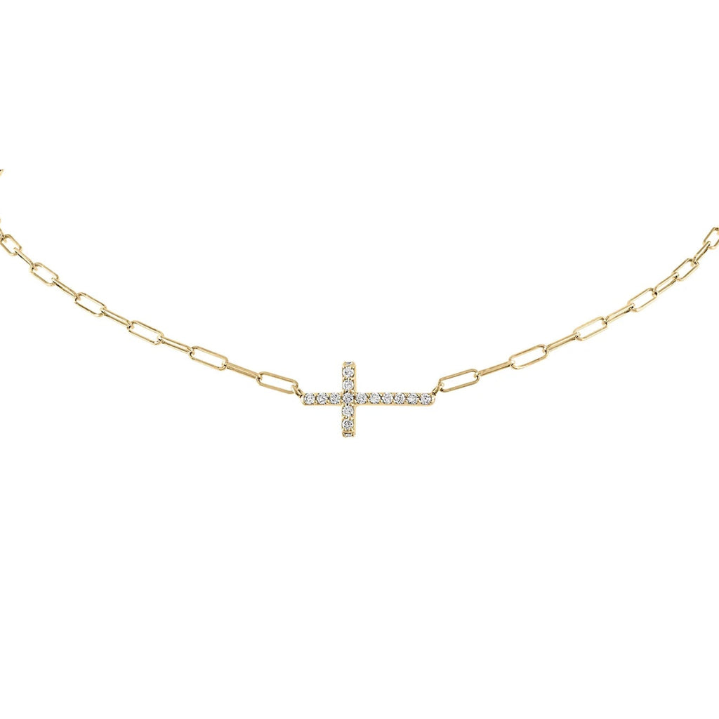 Cross Paperclip Chain Necklace
