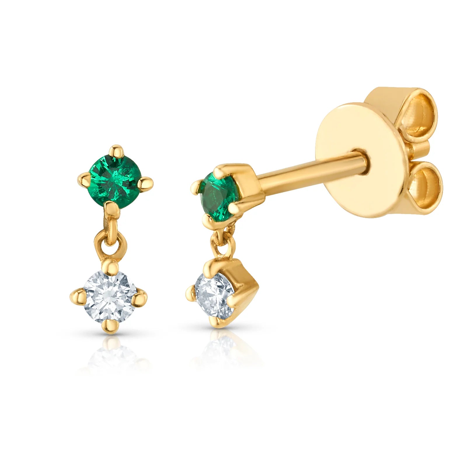 Delicate Emerald & Diamond Stud Dangle